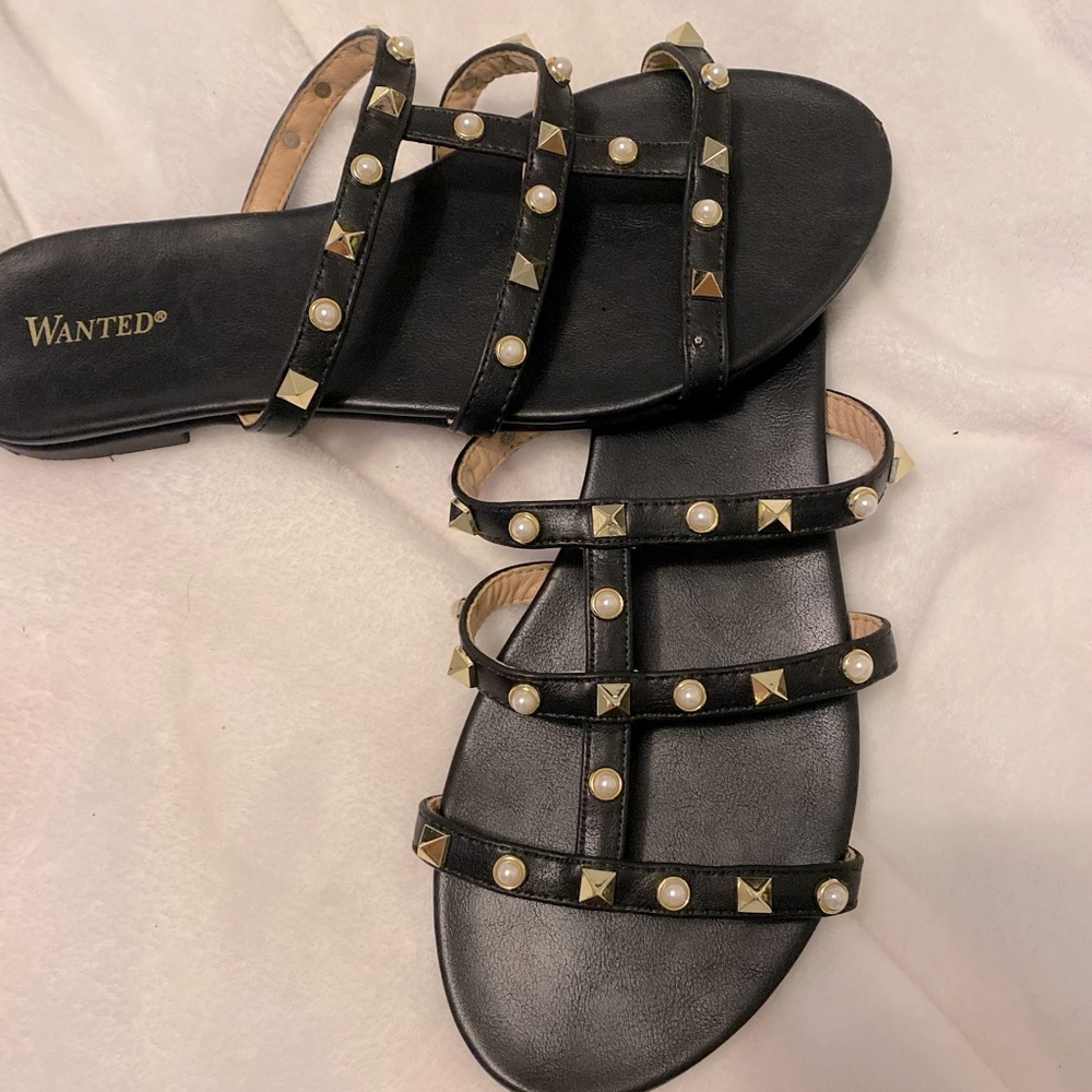 Black gold studded sandals